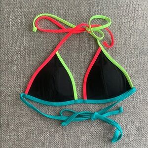 PINK Victoria's Secret Black Bikini with Neon Accents